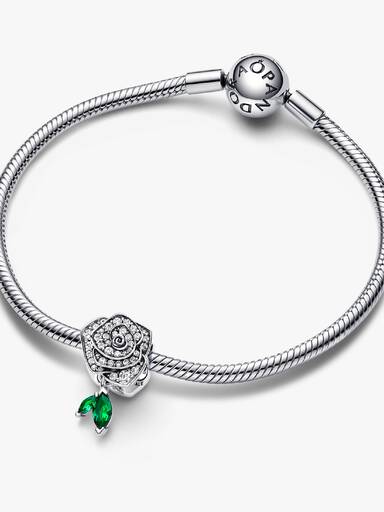 Sparkling Rose in Bloom Charm
