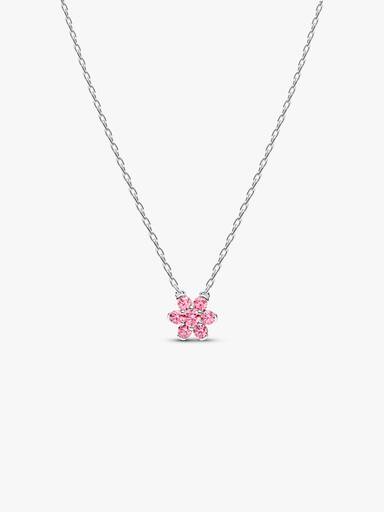 Collier à pendentif Fleur rose scintillante
