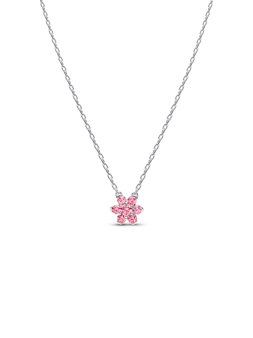 Collier à pendentif Fleur rose scintillante