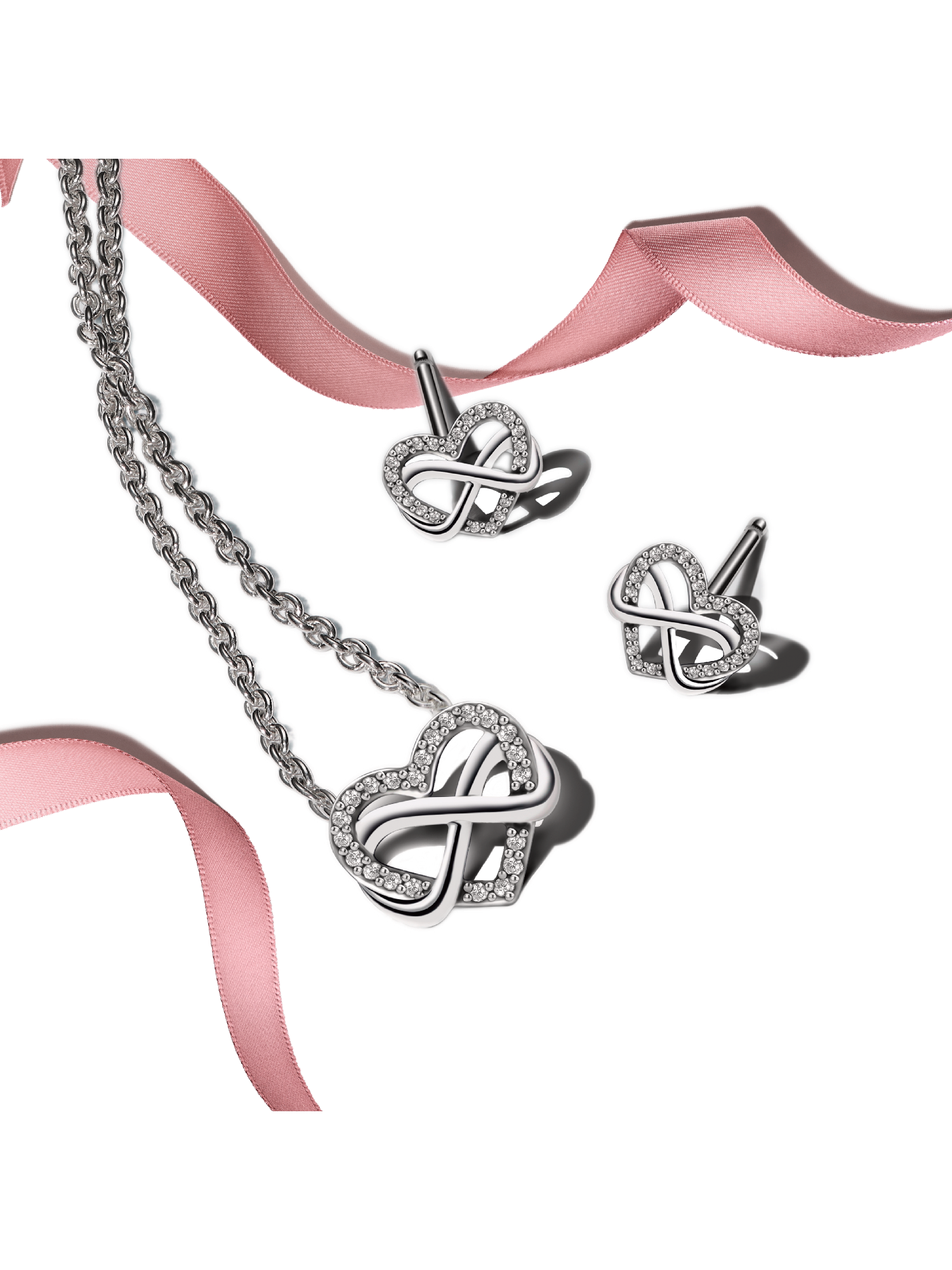 Silver Infinity Heart Jewelry Gift Set