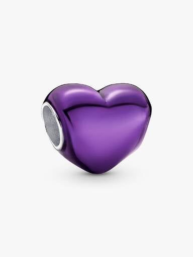 Charm Cœur mauve en métal