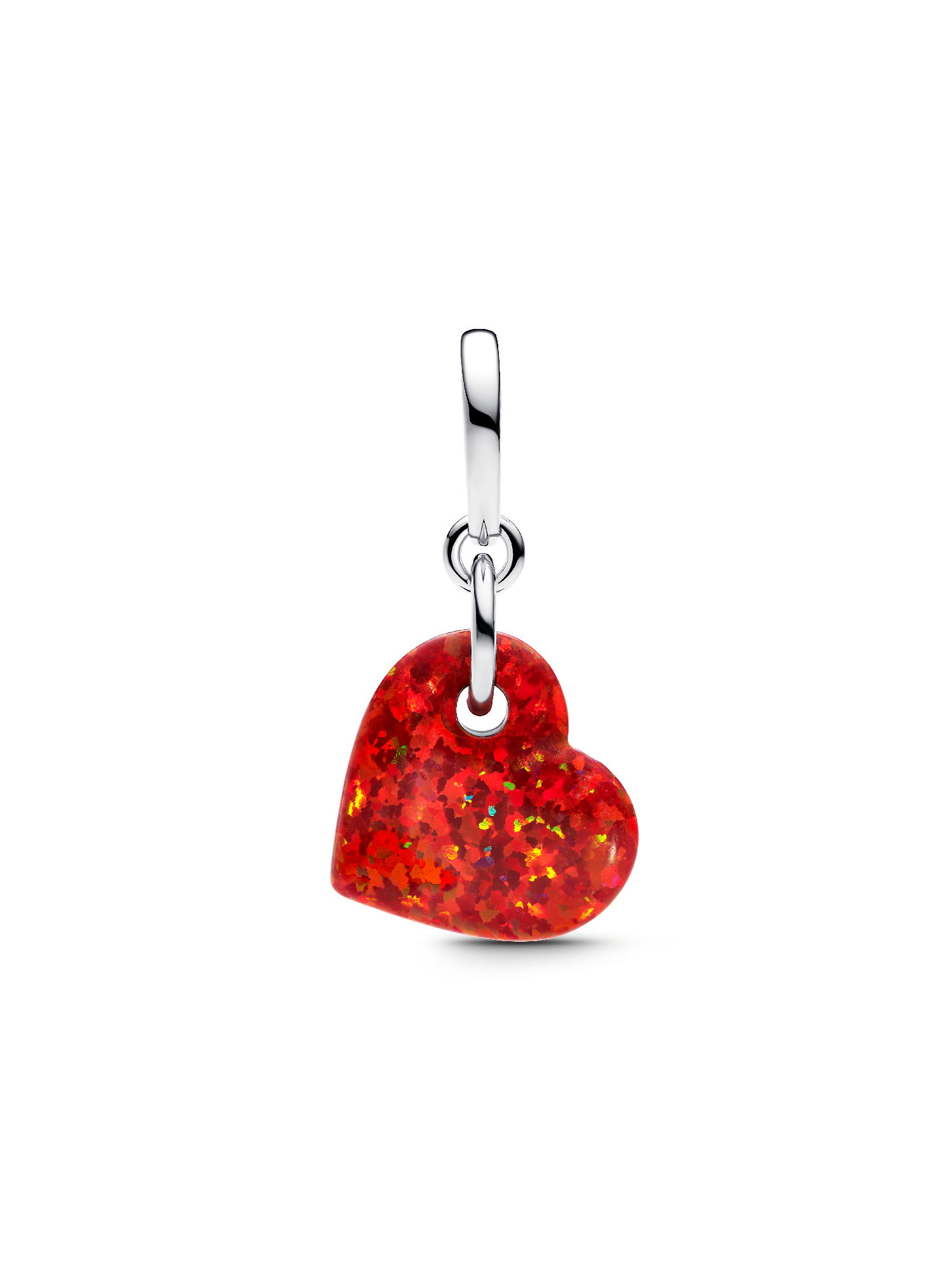 Opalescent Red Heart Dangle Charm