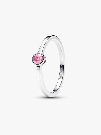 Bague en argent sterling avec diamant rose créé en laboratoire au serti clos Pandora Era