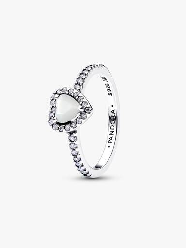 Bague Cœur blanc surélevé