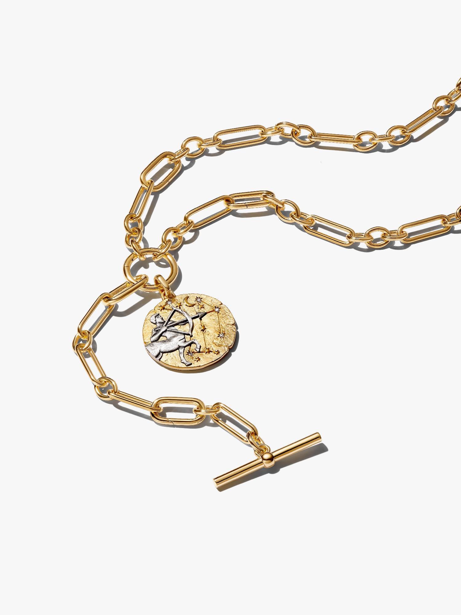 Oversized Sagittarius Medallion Necklace Set 