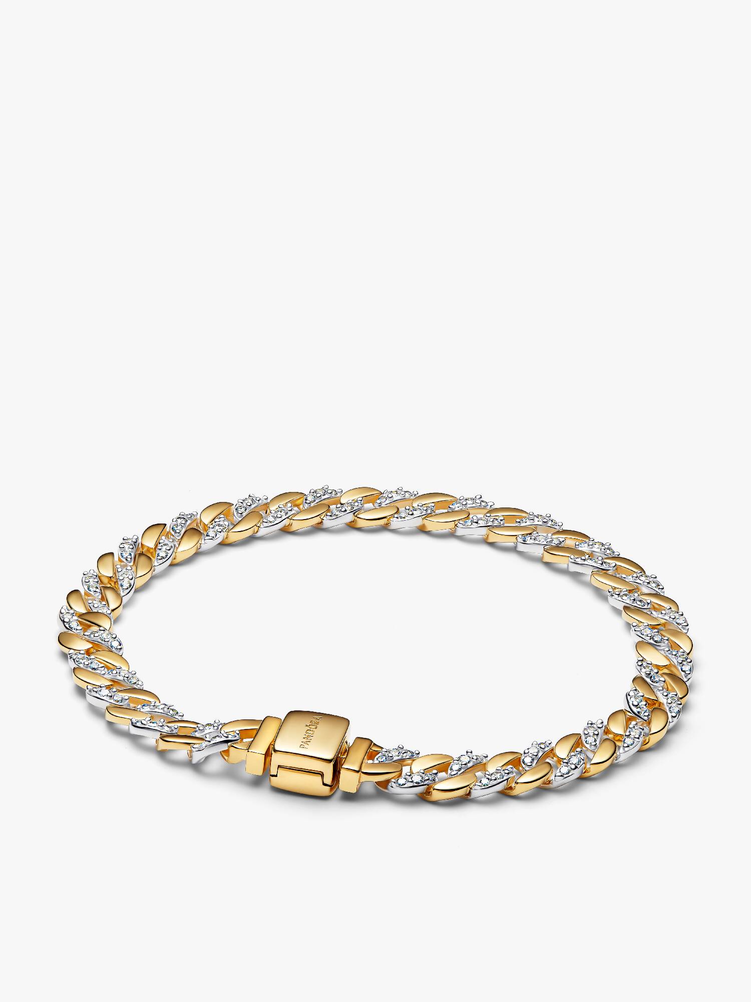 Two-tone Pavé Cuban Chain Bracelet