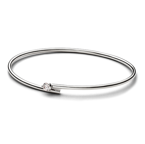 Pandora Nova diamant cultivé en laboratoire bracelet rigide ouvert avec 0,25 carat tw en or blanc 14 K