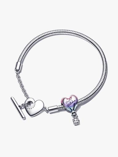 Happy Birthday Balloon T-Bar Heart Bracelet Set