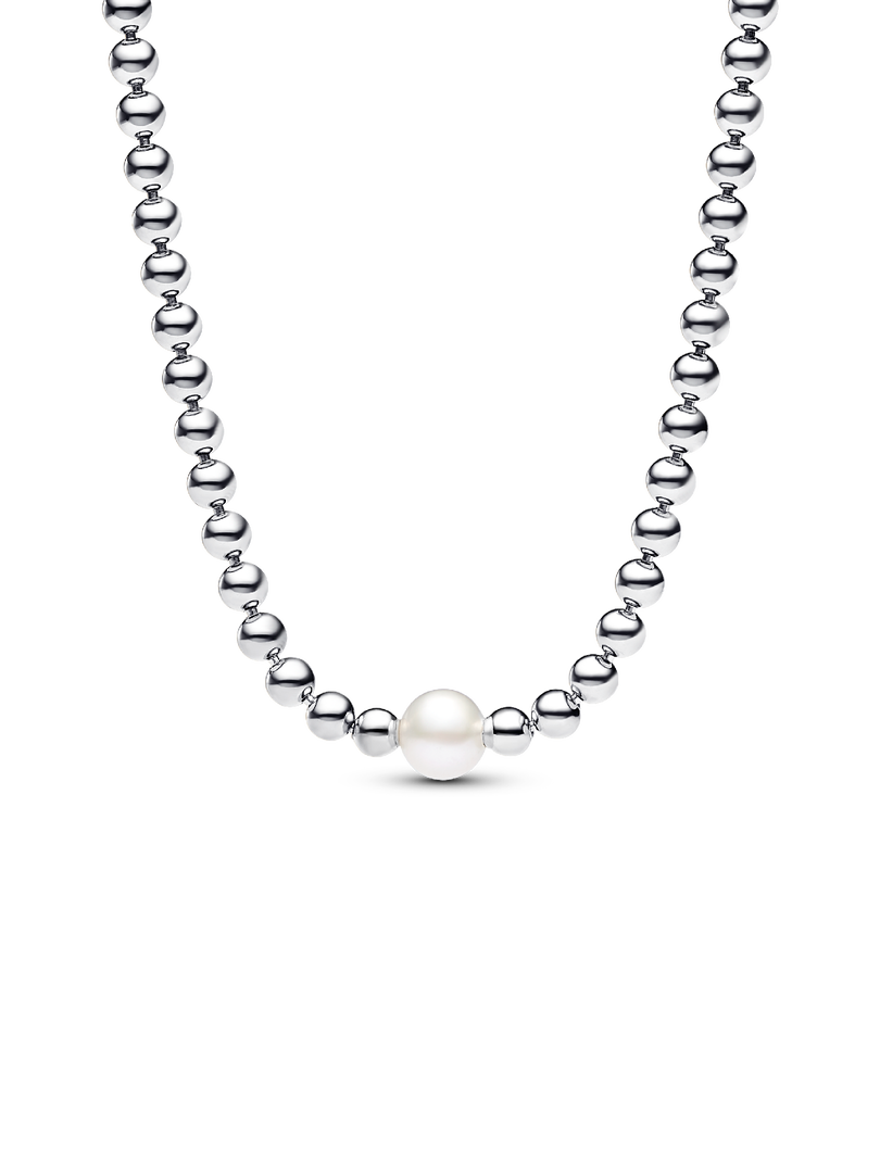 Collier avec billes et perle de culture d’eau douce traitée