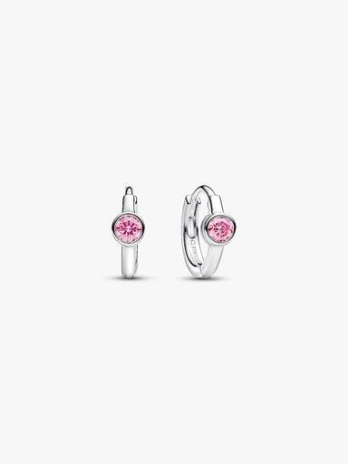 Boucles d’oreilles enveloppantes en argent sterling avec diamant rose créé en laboratoire au serti clos Pandora Era