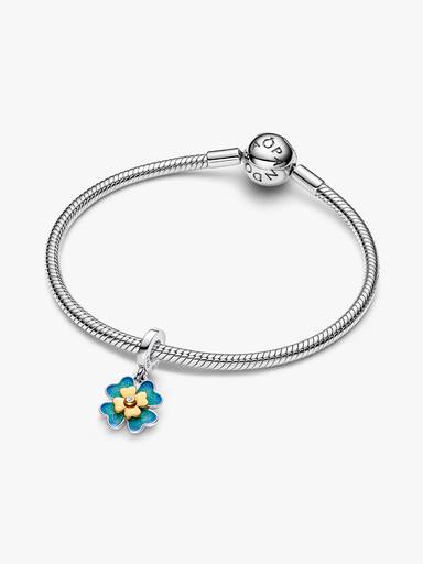 Spinable Four Leaf Clover Lab-Grown Diamond Dangle Charm