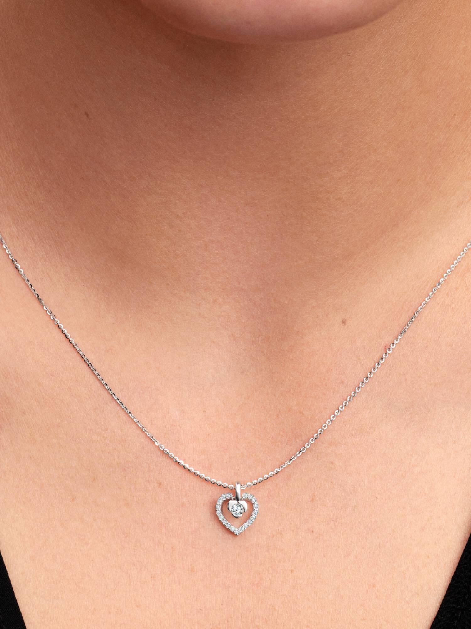 Collier à pendentif Cœur en argent sterling avec diamant cultivé en laboratoire Pandora Talisman