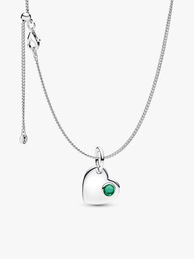 Collier à pendentif Cœur avec pierre de naissance de mai