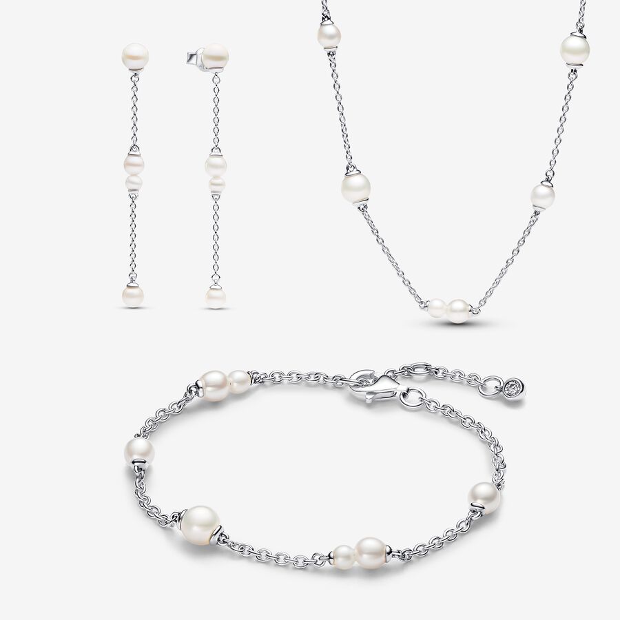 Ensemble de bijoux à chaîne intercalée avec perles de culture d’eau douce traitées image number 0