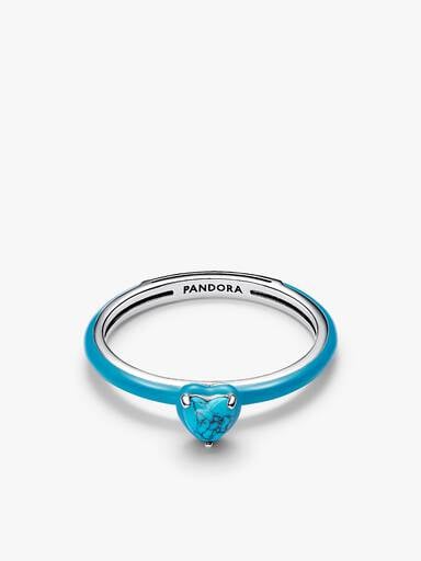 Turquoise & Black Chakra Heart Ring Set