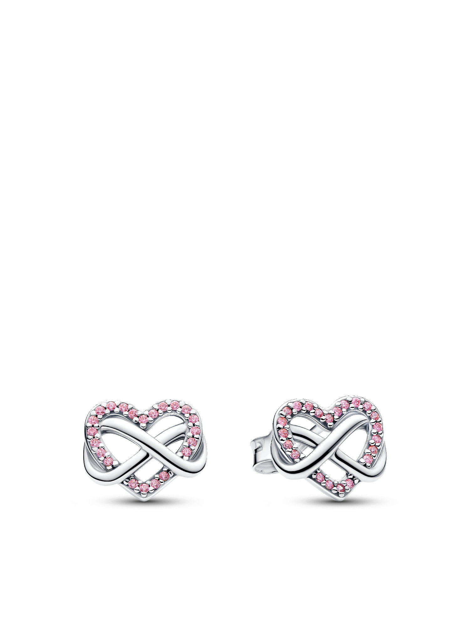 Sparkling Pink Infinity Heart Necklace & Earrings Set