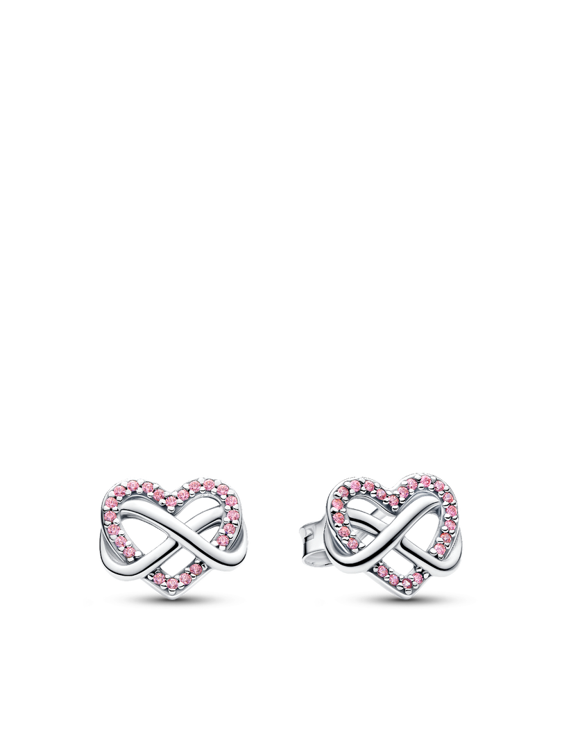 Sparkling Pink Infinity Heart Necklace & Earrings Set