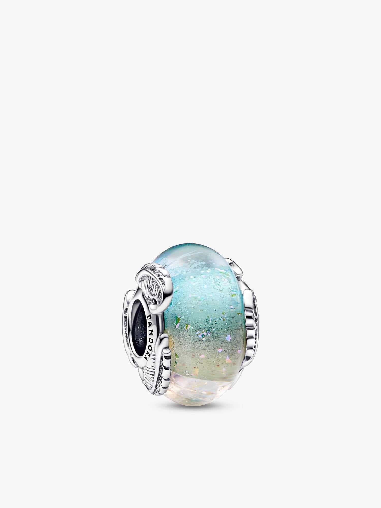 FINAL SALE - Multicolour Murano Glass & Curved Feather Charm