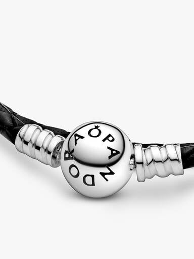 Bracelet double en cuir noir Pandora Moments