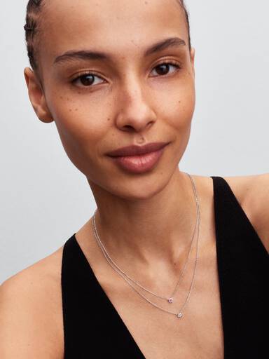 Collier à pendentif en argent sterling avec diamant rose créé en laboratoire au serti clos Pandora Era