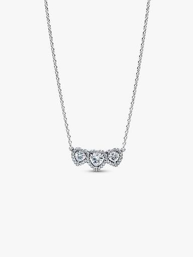 Collier Trilogie de cœur avec halo