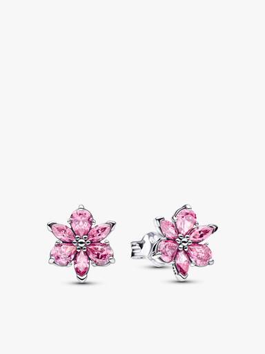 Herbarium Pink Flower Tennis Necklace & Earrings Set