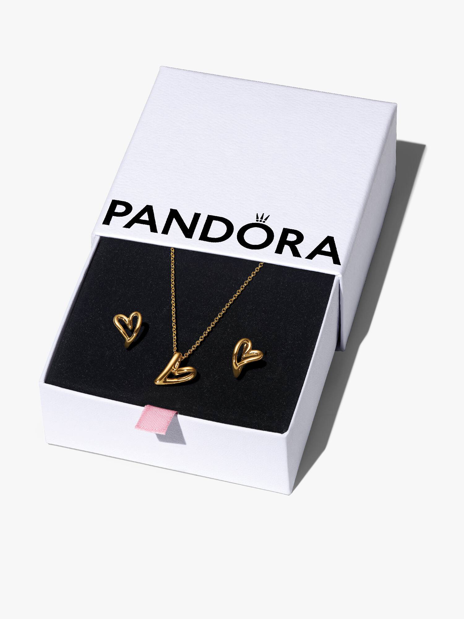 Ensemble-cadeau collier et boucles d'oreilles Cœur de forme organique