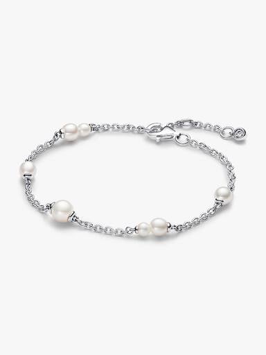 Treated Freshwater Cultured Pearl Station Chain Bracelet