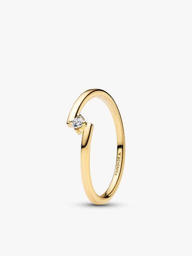 Gold-Plated Split Solitaire Pavé Ring Stack