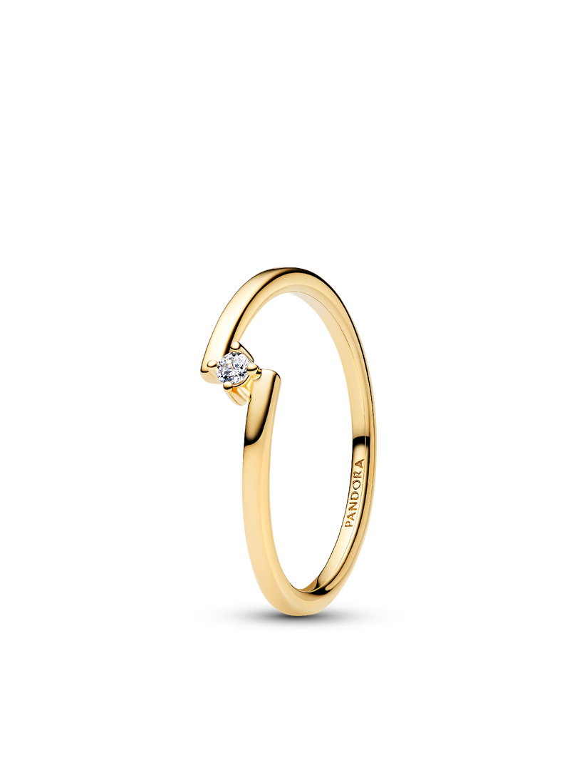 Gold-Plated Split Solitaire Pavé Ring Stack