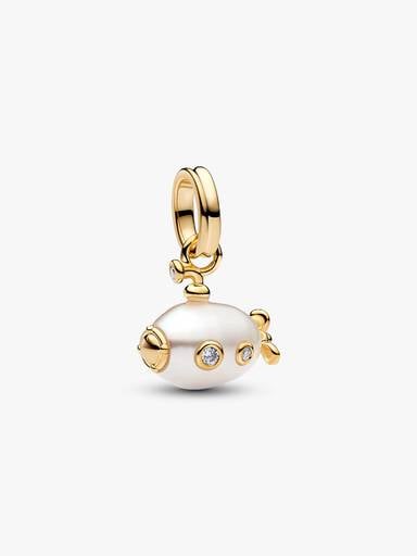 Charm-pendentif Sous-marin avec perle de culture d’eau douce baroque traitée