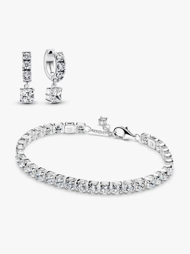 Ensemble bracelet et boucles d'oreilles tennis scintillants et audacieux