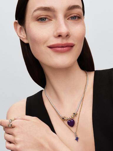 Purple Puffy Heart Dangle Charm