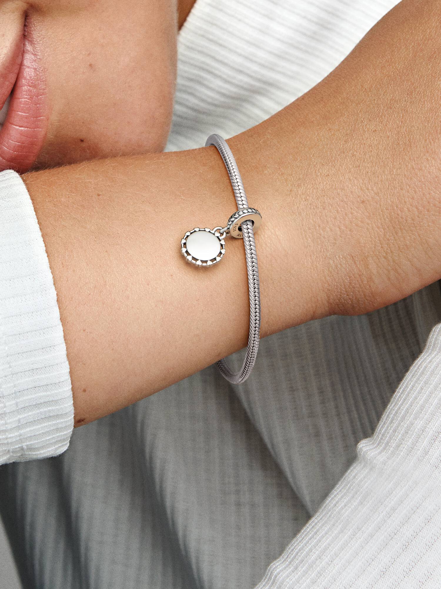 Engravable Disc & Hearts Dangle Charm