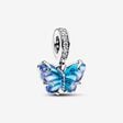 Charm-pendentif Papillon en verre de Murano bleu