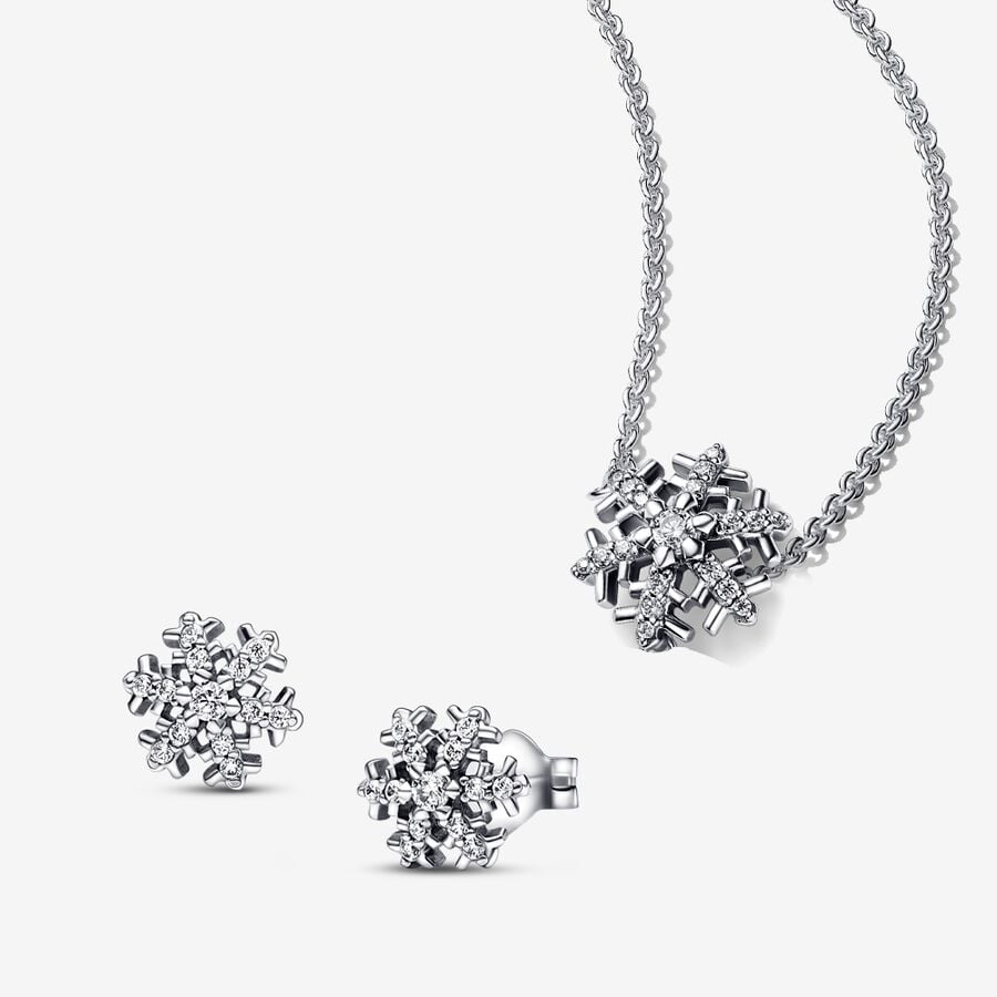 Sparkling Snowflake Pendant Necklace and Earring Set image number 0