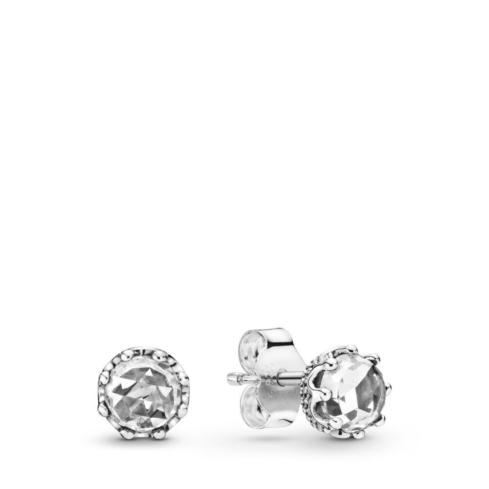 Clear Sparkling Crown Stud Earrings | Sterling silver | Pandora Canada