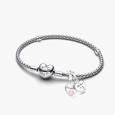 Bracelet avec charm-pendentif séparable Mère et fille