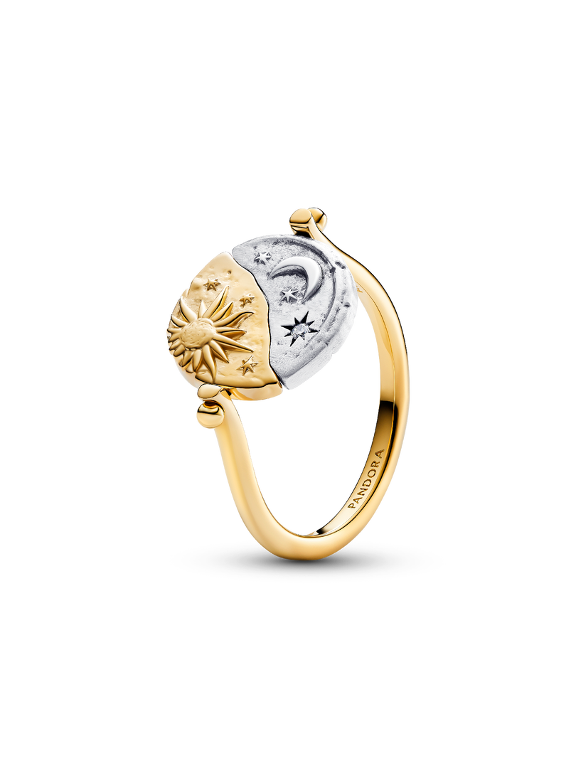 Bague Médaillon réversible Soleil et lune