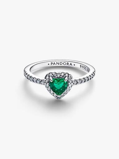 Bague Cœur vert royal surélevé