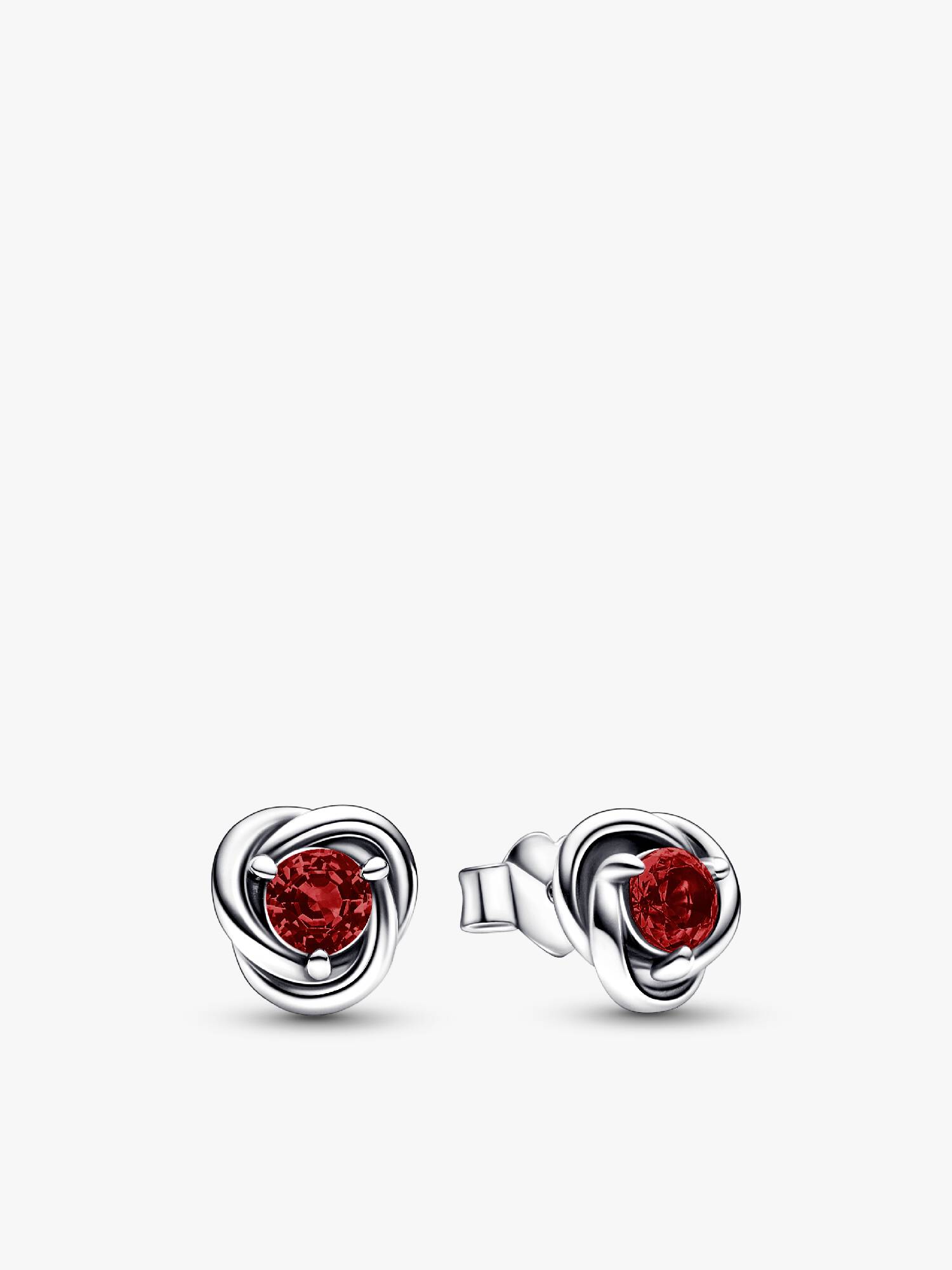 January Red Eternity Circle Stud Earrings