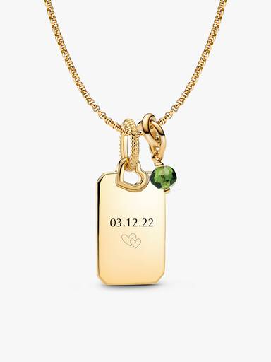 Collier à pendentif gravable avec charm Cercle éternel d'août