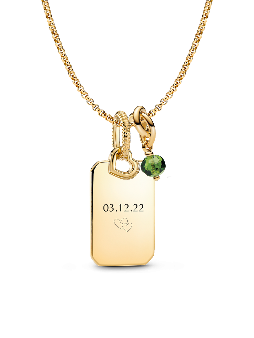 Collier à pendentif gravable avec charm Cercle éternel d'août