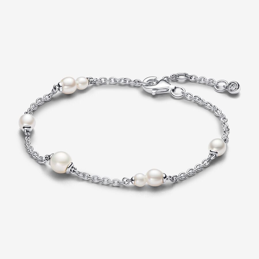 Treated Freshwater Cultured Pearl Station Chain Bracelet image number 0