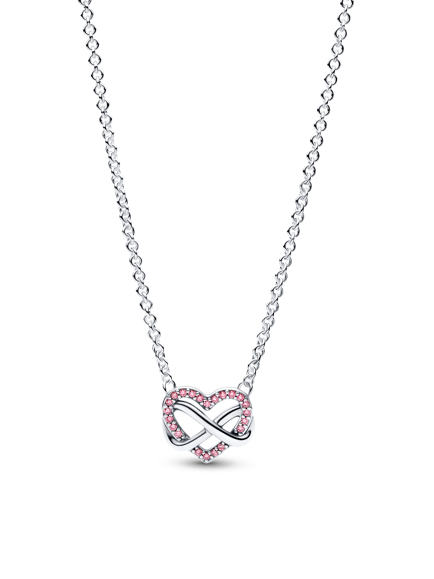 Sparkling Pink Infinity Heart Necklace & Earrings Set