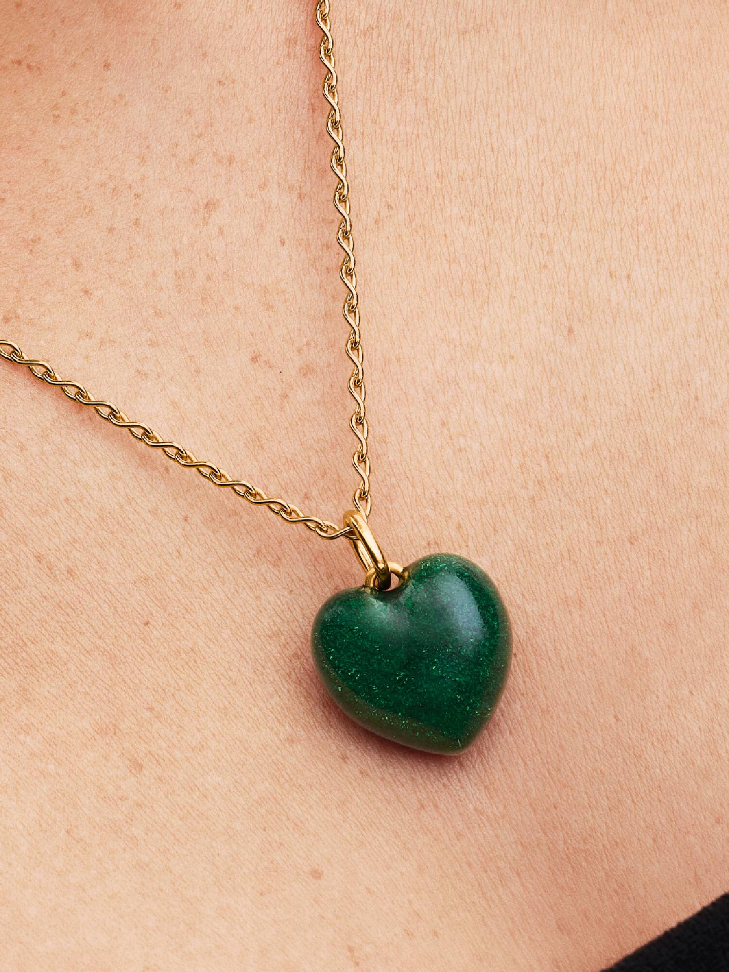 Charm-pendentif Cœur bombé vert