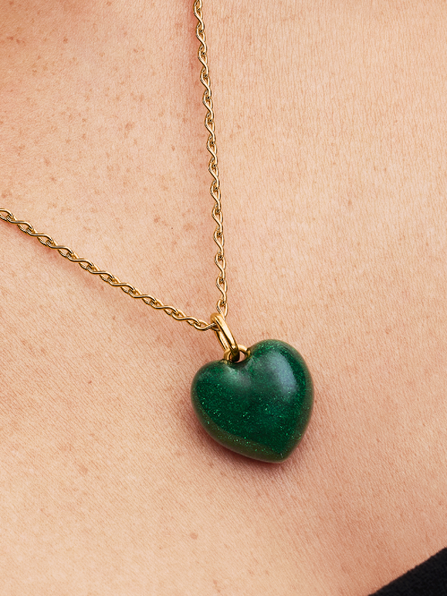 Green Puffy Heart Dangle Charm