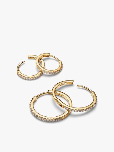 Sparkling Gold-Plated Hoop Earring Stack