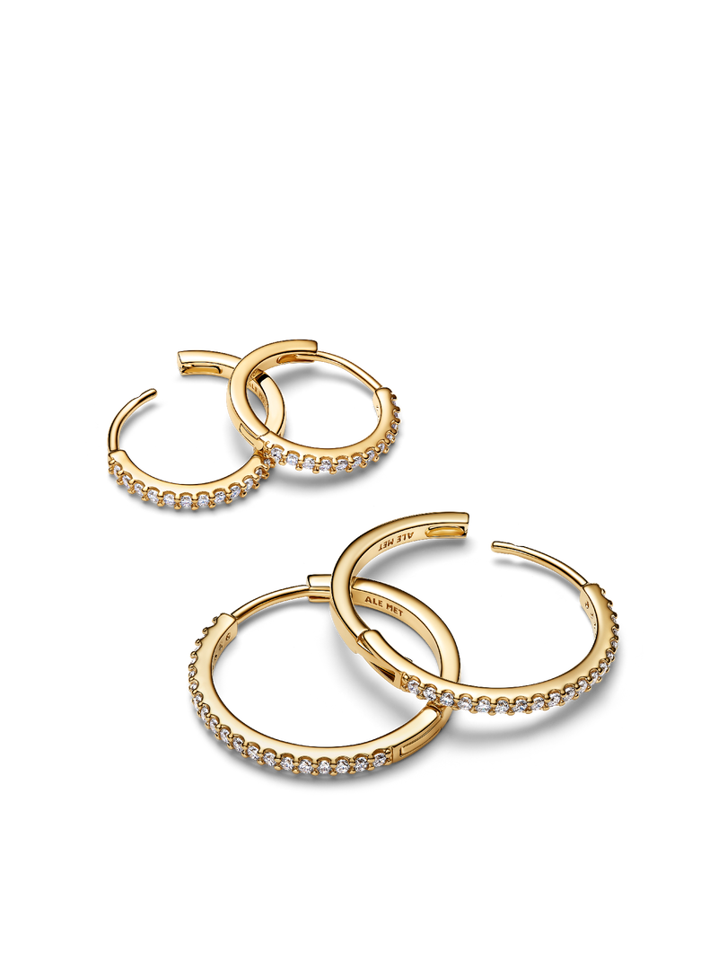 Sparkling Gold-Plated Hoop Earring Stack