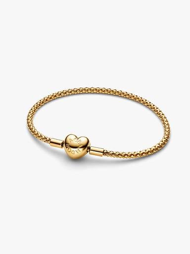 Studded Chain Heart Clasp Charm Bracelet